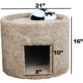 Large Brown Carpeted Cat Bed and House