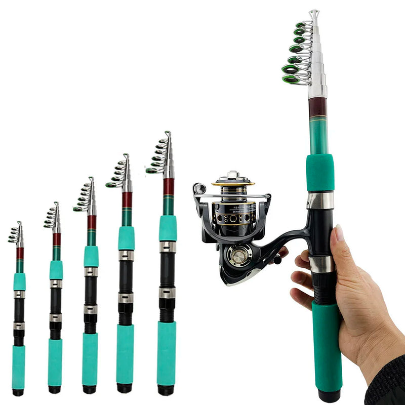 Bass Pike Carp Fishing Rod Combo Catfish Rod 1.8-3.6M Telescopic Fishing Rod and Spinning Fishing Reel Fishing Set Rod+Reel