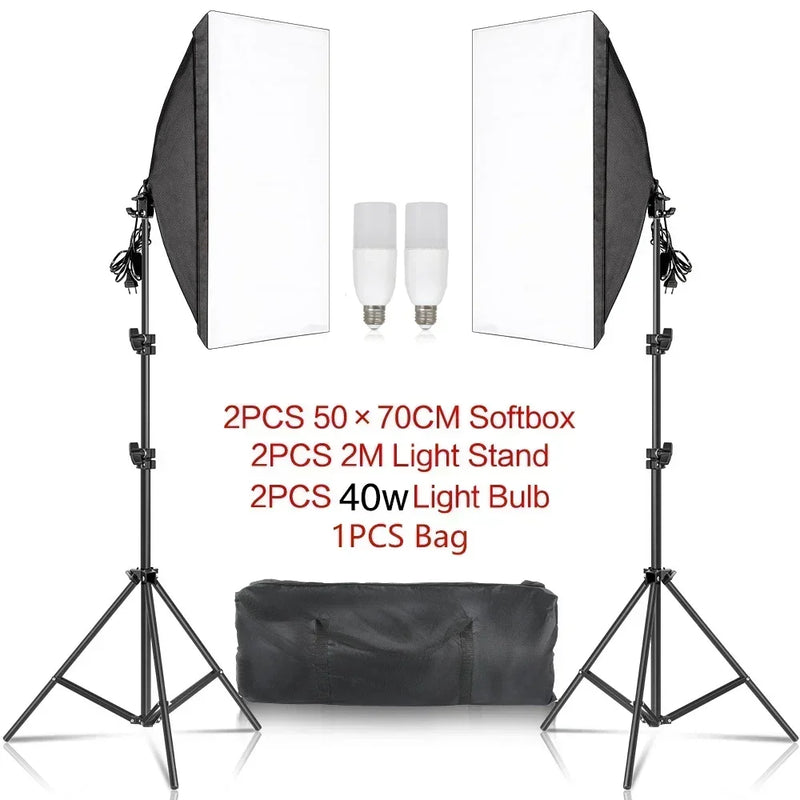 Softbox Lighting Kit Photography Studio Boom Arm for Video & YouTube Continuous Lighting Professional Lighting Set Photo Studio