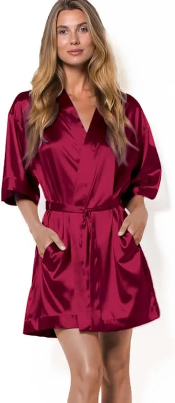 Hot Women Short Silk Bridesmaid Bride Robe Sexy Satin | SAMAG