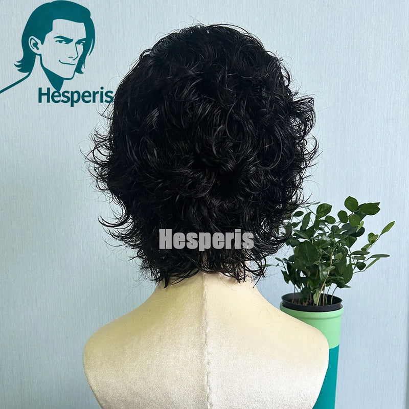 Hesperis Lace Front Human Hair Wig For Men Brazilian Remy 13x6 Deep Part Short Pixie Cut Wig For Male Pre Plucked Bang Wigs