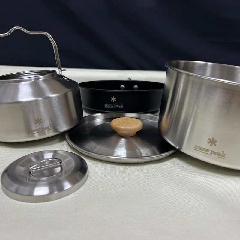 snow peak Stainless Steel Camping Cookware Portable Non Stick Cooking Pot Kettle Outdoor Camping Hiking Picnic Travel