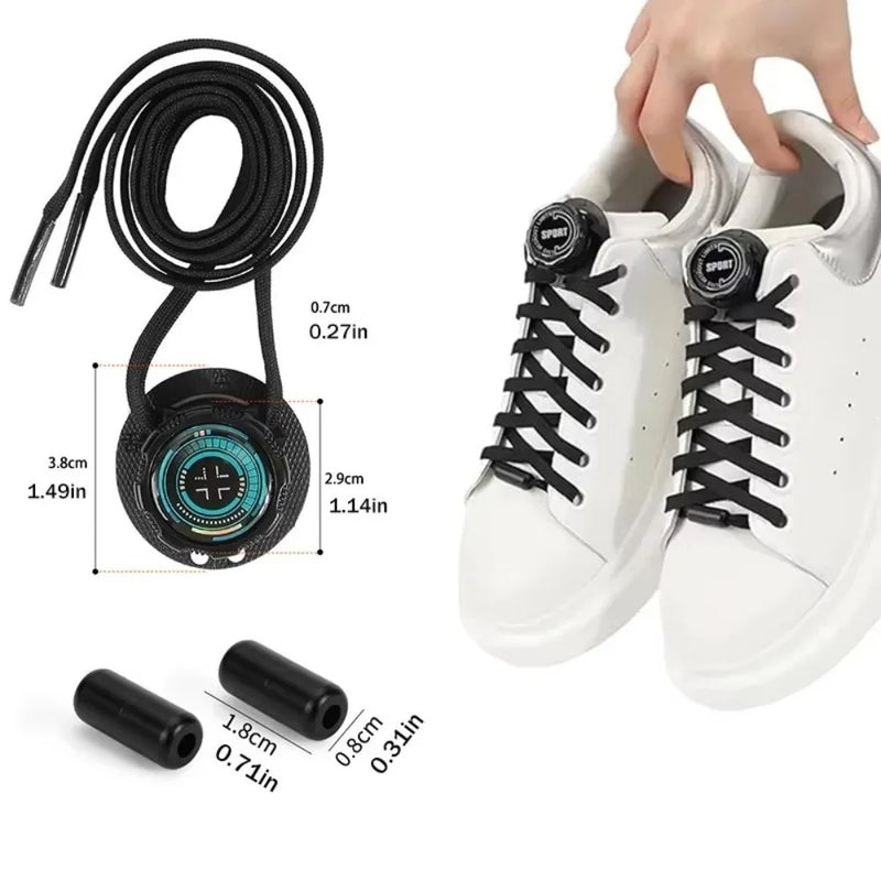 1 Pair Wide Flat Design No-Tie Shoelaces Rotating Buttons Quick-Adjust Quick-Adjust Laces Casual No-Tie Flat Laces Sports Shoes