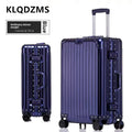 KLQDZMS German All Aluminum Magnesium Alloy Luggage 20 Inch Boarding Suitcase 28 Large Capacity Travel Business Leather Suitcase