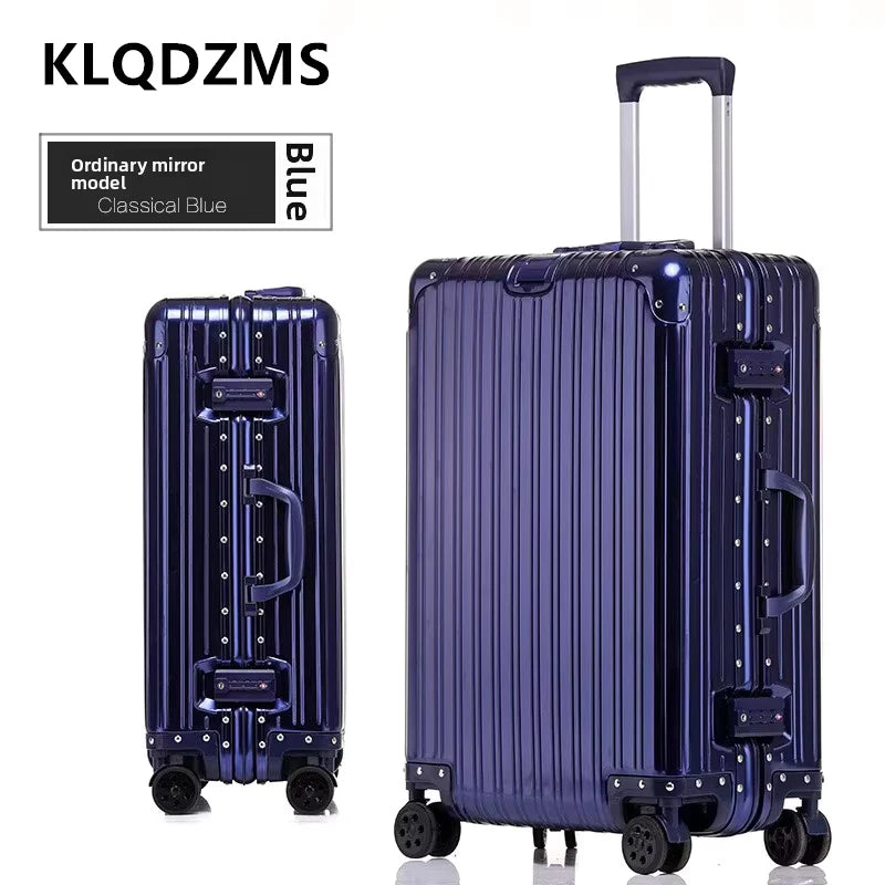 KLQDZMS German All Aluminum Magnesium Alloy Luggage 20 Inch Boarding Suitcase 28 Large Capacity Travel Business Leather Suitcase