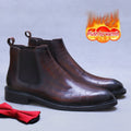 Genuine Leather Embossed Ankle Boots for Men Letter Business Formal Leather Boots Men's Chelsea Boots British Trendy Men's Boots