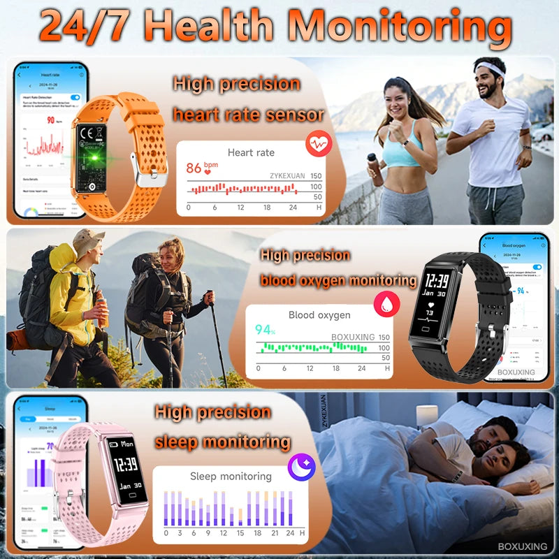 2026 New Smart Bracelet Men Women Sleep Health Monitor Sports Fitness Tracker 10ATM Waterproof 15 Days Battery Life Smartwatches