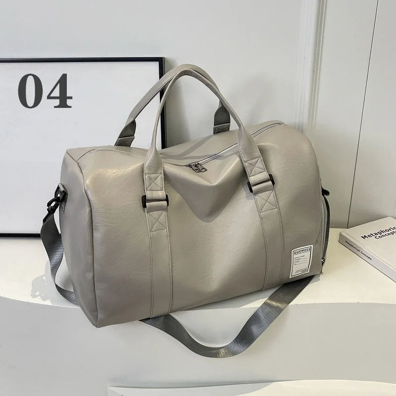 Fashion Leather Duffle Bag With Shoes Packet For Men and Women Luggage Travel Bag Sport Gym Fitness HandBag Mens Shoulder Bag