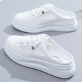 *2026 Summer New Baotou Mesh Breathable White Flat Shoes Fashionable Hot Selling Casual Half Dragged Round Head Women's Sandals