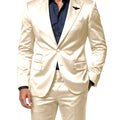 Men's Satin 2 - Piece Suit Set Slim Fit Peak Lapel Tuxedo Blazer With Straight Leg Pants For Wedding Party - View 19 | SAMAG