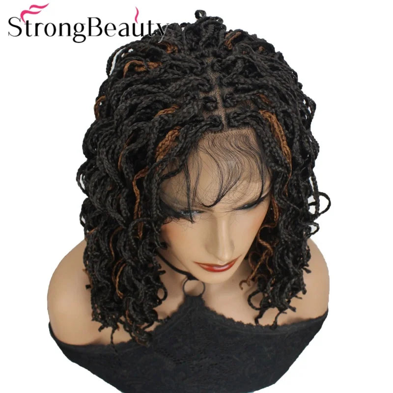 StrongBeauty Full Double Lace Glueless Braided Wig Square Knotless Box Braided Wigs Women Wig with Baby Hair 16"