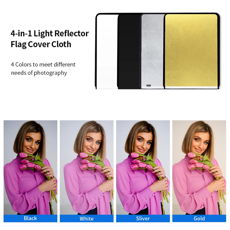 Selens Pro Video Studio Stainless Flag Panel with 4 colors Panel Cloth Black Flag Panel Cloth Kit For Fotografia Acessorios