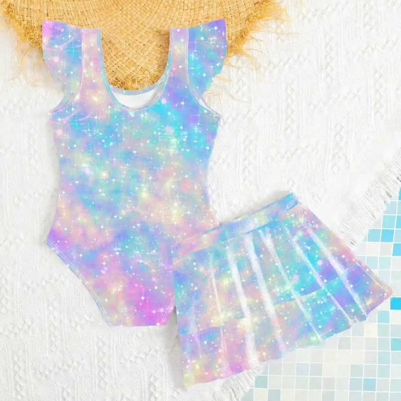 Kids Girls Galaxy Tie Dye Print One Piece Swimsuit | SAMAG