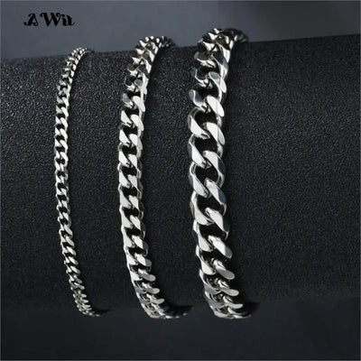 3 - 11mm Chunky Miami Curb Chain Bracelet for Men Stainless Steel Cuban Link Wristband Classic Punk Silver Color | SAMAG