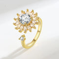 VENTFILLE 925 Sterling Silver Sunflower Diamond Zircon Rotatable Ring For Women Gift Relieve Stress Ring Jewelry Wholesale