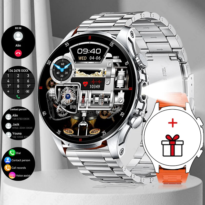 New Business Smart Watch Men LED Flashlight Bluetooth Call Heart Rate Sleep Monitor Outdoor Sports Fitness Waterproof Smartwatch