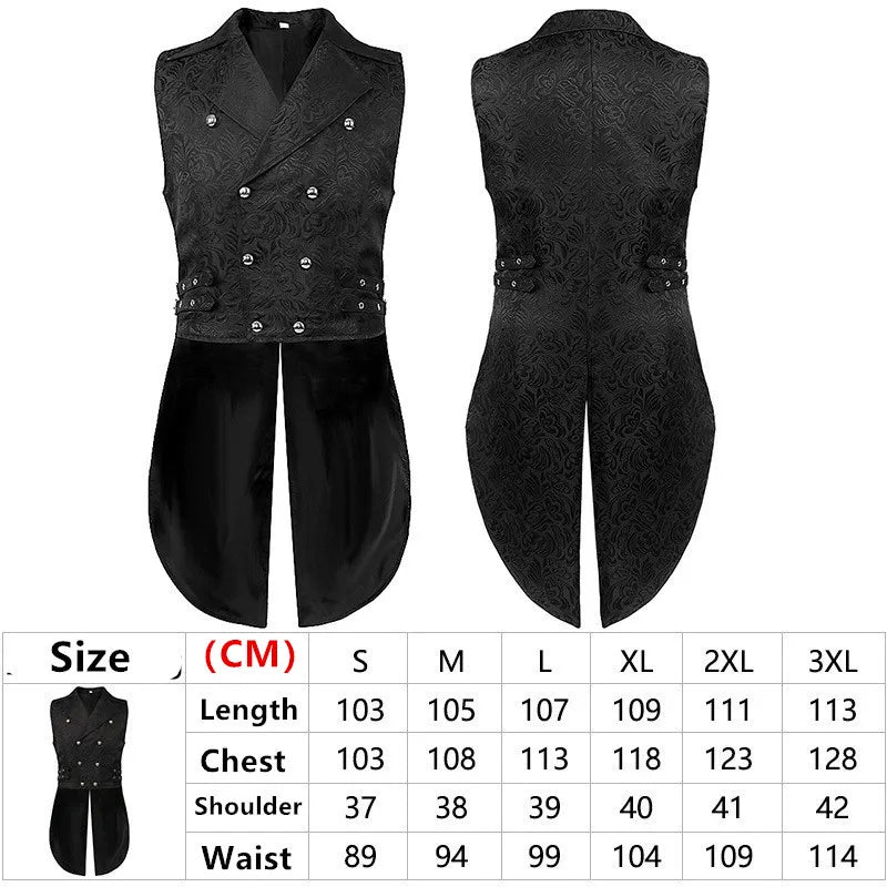 Men's Black Suit Vest; Jacquard Fabric, Double-breasted, Sleeveless, V-neck Vests; Available in White, Blue, and Champagne.