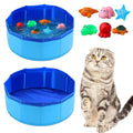 Foldable Cat Pool Toy Play Water Bath Tub for Dogs and Cats Summer Cool Pet Cleaning Basin with Turtle Starfish Octopus Design