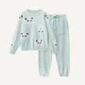 SUJIIN Women's Cute Pajamas Sets Autumn Winter Panda Graphic Sleepwear for Women Men Couple Loungewear Suit Home Clothes SH001