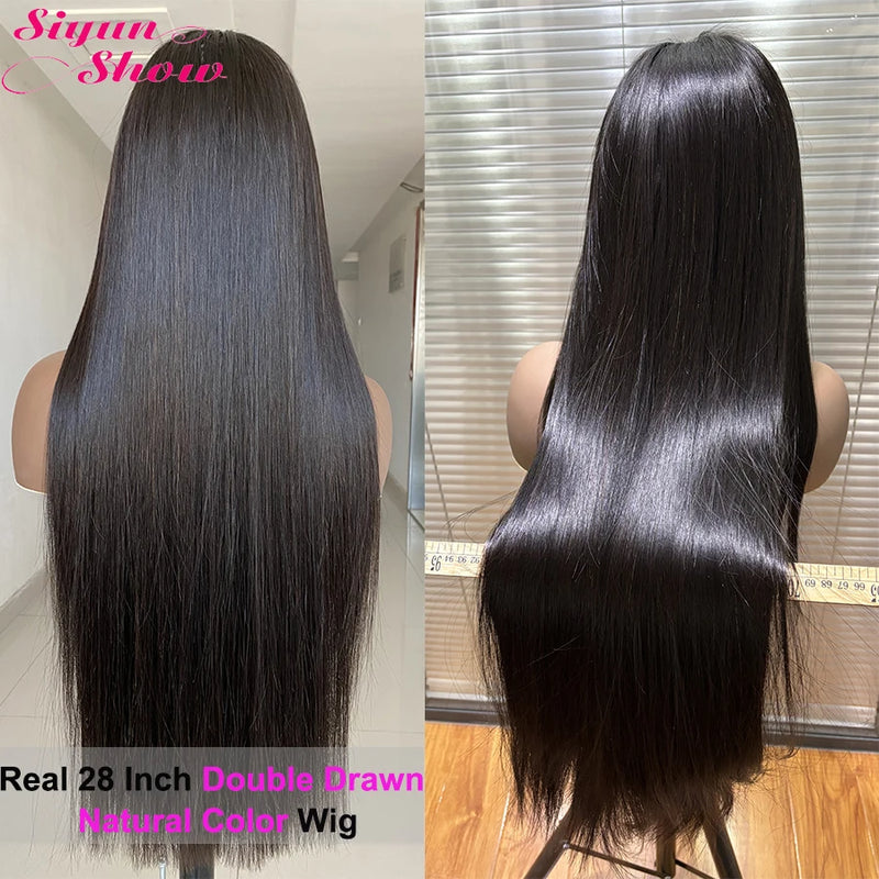 Raw Vietnamese Human Hair Wigs 15A Super Double Drawn Bone Straight Bob Wigs HD Transparent Full Lace Frontal Wig Bleached Knots