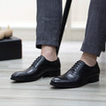 Classic Men's Real Leather Wingtip Oxford Dress Shoes Handmade Lace-Up Wedding Party Business Office Formal Footwear