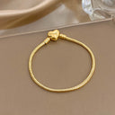 Freetry Trendy Snake Bone Chain Stainless Steel Bracelets for Women Vintage Gold Color Heart Pendant Bracelet Waterproof Jewelry