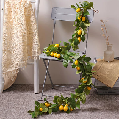 Artificial lemon wreath with green plants home door wall | SAMAG