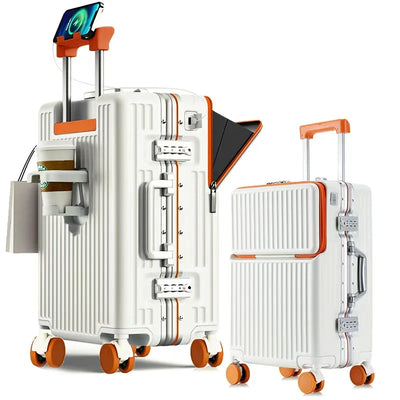 Aluminum Frame Suitcase Front Opening Cabin Luggage | SAMAG
