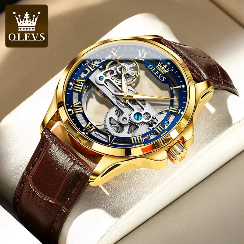 OLEVS 6661 Automatic Watch For Men Skeleton Original Mechanical Movement Man Wristwatch Waterproof Luminous Sport Men's Watches