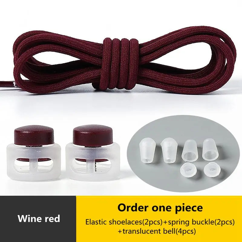 Spring Lock Shoelaces No Tie Shoe Laces Sneakers Round Elastic Shoelace Kid Adult Quick Without Ties Shoestrings Rubber Bands