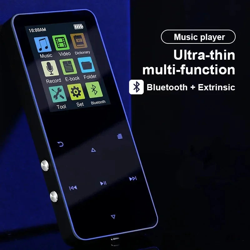 2.0 Inch Metal Touch MP3 MP4 Music Player Bluetooth 5.0 Supports Card, with FM Alarm Clock Pedometer E-Book Built-in Speaker