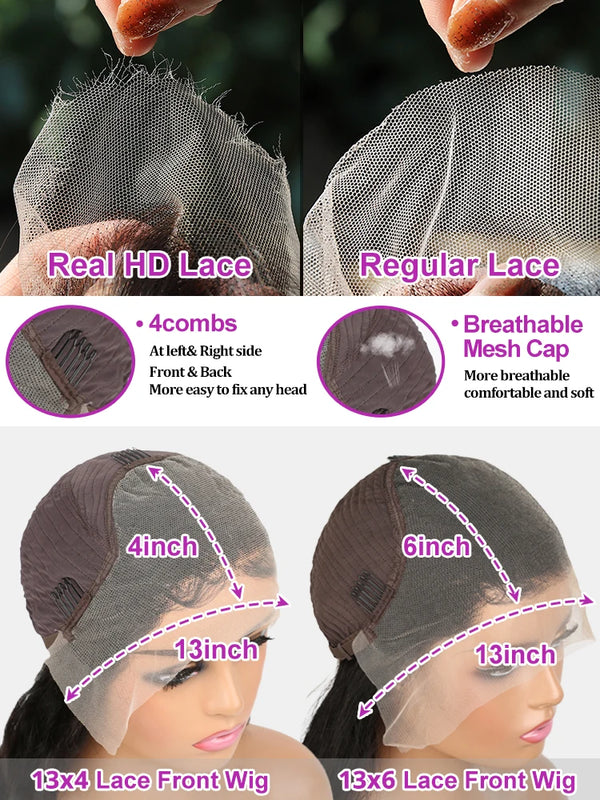 40 46 Inch 13x4 13x6 HD Lace Front Wig Deep Wave Frontal Wig Human Hair Brazilian Curly Lace Front Wigs For Women 300% Density