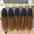 Premium Crochet Human Hair Brown Kinky Curly 100% Unprocessed Human Feather Human Crochet Hair Pre Looped #TB 30 Feather Crochet Hair Extensions Invisible Miracle Knots Crochet Boho Braiding Hair For Elegant Women