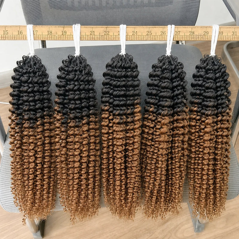 Premium Crochet Human Hair Brown Kinky Curly 100% Unprocessed Human Feather Human Crochet Hair Pre Looped #TB 30 Feather Crochet Hair Extensions Invisible Miracle Knots Crochet Boho Braiding Hair For Elegant Women
