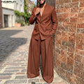 INCERUN Men's Sets Solid Color V Neck Long Sleeve Blazer Pants Two Piece Elegant Streetwear Fashion Matching | SAMAG