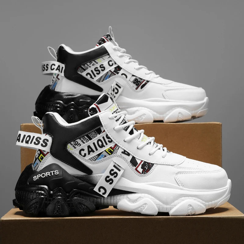 Men's Casual Sports Running Shoes - Sporty Casual Style, Unisex, Fashionable Patterns, Suitable for All Seasons, Daily Wear and Sports Events, Lace-Up Design, High-Top Upper and Lining, Non-Slip and Wear-Resistant Sole, Fabri