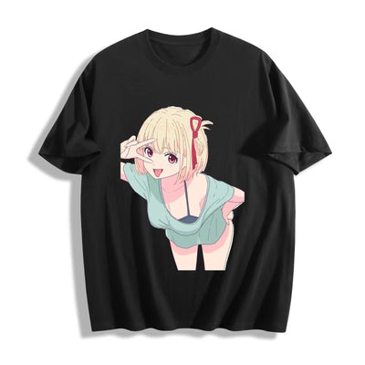 Lycoris Recoil Chisato Peace Sign Casual T-shirt Men's | SAMAG