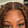 TIMOPOL 20 Inch Jerry Curly Human Hair Wig P4/27 Highlight 13x4 Lace Frontal, Glueless Pre Plucked with Baby Hair Curly Wig for Black Women