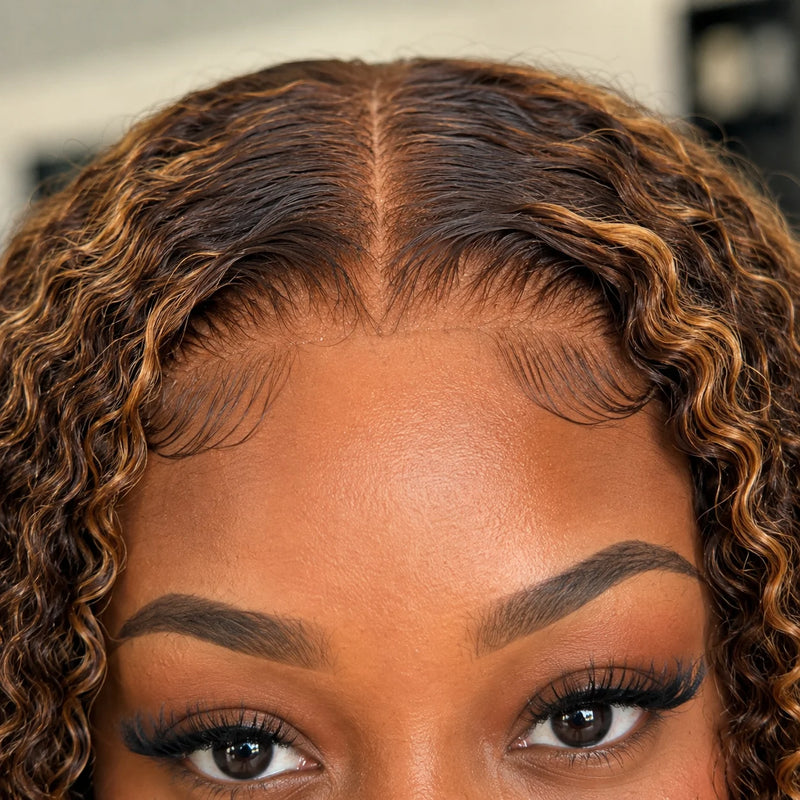 TIMOPOL 20 Inch Jerry Curly Human Hair Wig P4/27 Highlight 13x4 Lace Frontal, Glueless Pre Plucked with Baby Hair Curly Wig for Black Women