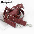 Deepeel 2.5cm Men's Leather Suspenders 2 Clip Hooks Man Elastic Brace Adult Adjust Strap Harness Suspender for Pants Accessories