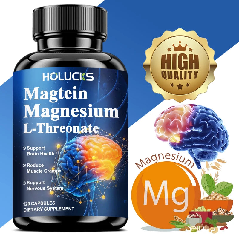Magnesium L Threonate, for Memory, Focus, Sleep and Cognitive Health Support, Strengthen Muscle, Non-GMO