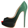 Women Stilettos Sexy Pumps 14cm Extremely Platform Peep Toe High Heels Patent Leather Party Nighclub Dress Red Wedding Shoes