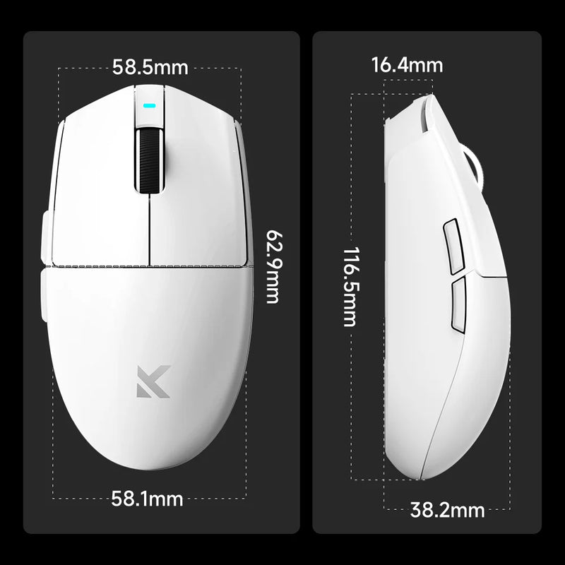 MCHOSE G3 V2 Wireless Gaming Mouse PAW 3395 Sensor Tri-mode 800mAh All-Around Grip Omron Mechanical Switches TTC Silver Wheel