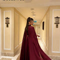 Luxury Chiffon Evening Dresses Sweetheart Beaded Cape | SAMAG