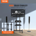 SucceBuy Mobile TV Stand Height Adjustable TV Stand w/ Wheels Double Tray for Audio-Visual Devices Rolling TV Stand for Bedroom