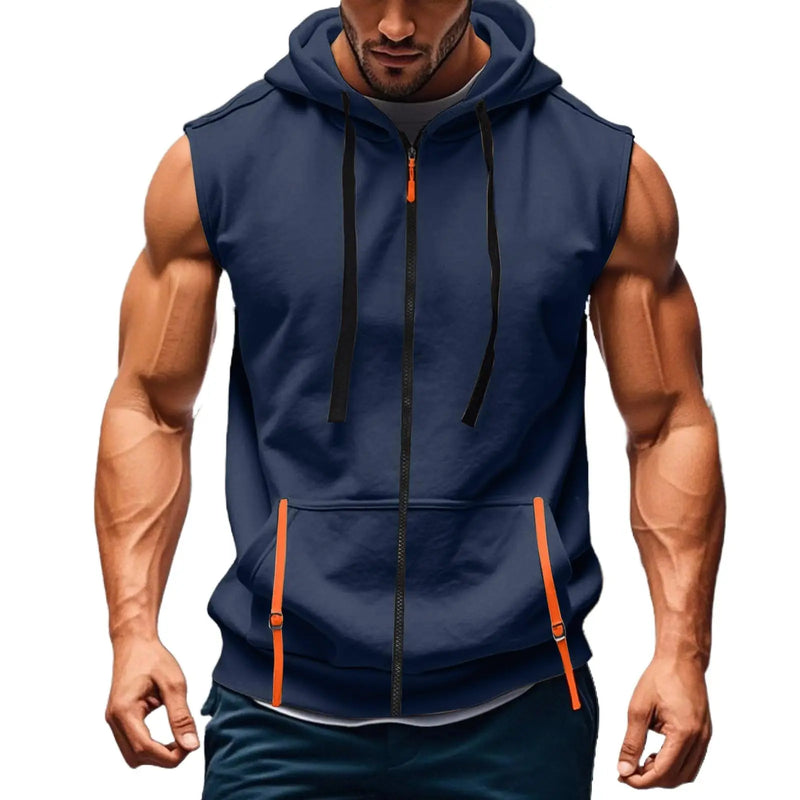 Men Hooded Sleeveless Shirt Casual Gym Tank Top Male Breathable Bodybuilding Vest Basketball Shirt Fashion Singlet Man Clothes