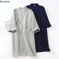 2026 Men's Casual Cotton Pajamas Dress Solid Warm Sleepwear Soft Loose Male Bath Robe Kimono Nightgown Home Clothes Men Robes