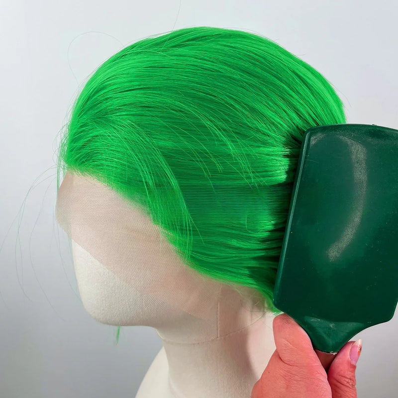 Light Green Short Bob Cut for joker Cosplay 13x4 Lace Front Wigs for Men Glueless Synthetic Hair Heat Resistant Free Part 150%