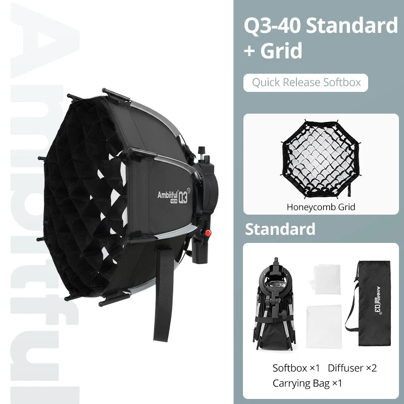 AMBITFUL Q3 On-top Camera Flashlight Softbox Quick Set-up Flash Bracket Softbox For Round Head Square Head Flash Speedlite