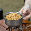 Titanium Coated Camping Pot with Foldable Handle,Lightweight Stainless Steel Outdoor Cookware Portable Hiking Cooking Bowl